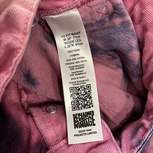 RECLAIMED VINTAGE | Tie Dye Pink and Purple Jeans - Picture 7 of 9
